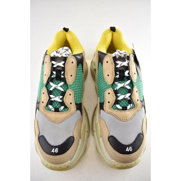 Balenciaga Triple S Sneakers Beige Green Yellow 2018 Reissue Flat Platform 46 13 - Picture 8 of 15